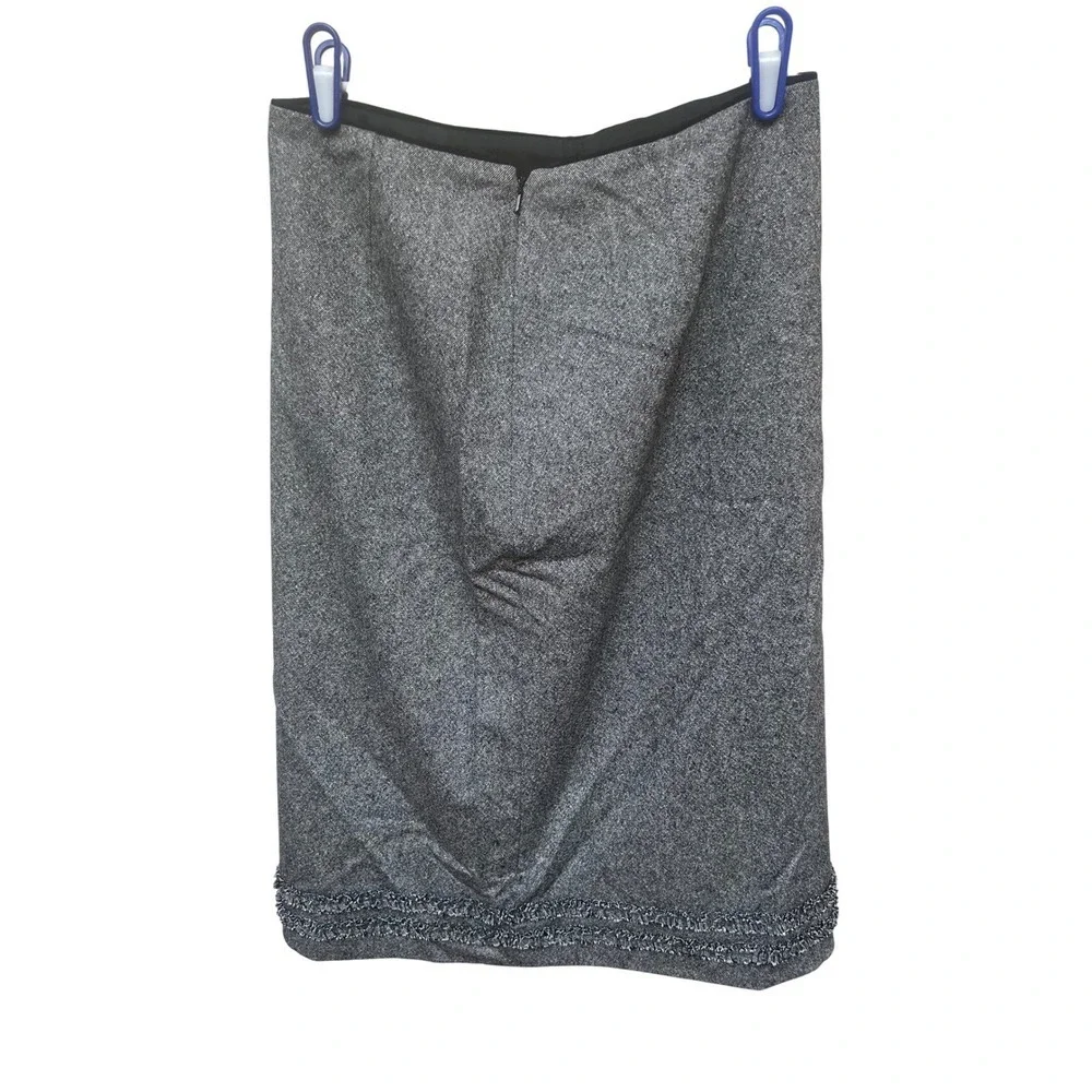 Ann Taylor‎ Stretch Gray Tweed Pencil Skirt with Ruffle Trim Women's
